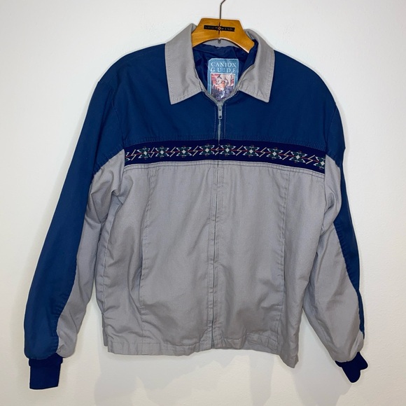 Vintage‎ Canyon Guide Outfitters Southwestern Bomber Jacket USA Men’s S Canvas - Picture 1 of 12